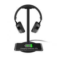 2 in 1 Headphone stand with Qi 10w fast wireless charger pad for smart phones